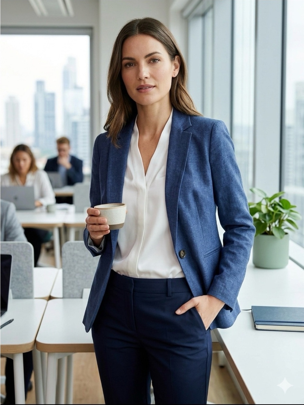 Ann Taylor Deep Navy Women's Blazer - Classic Notch Lapel